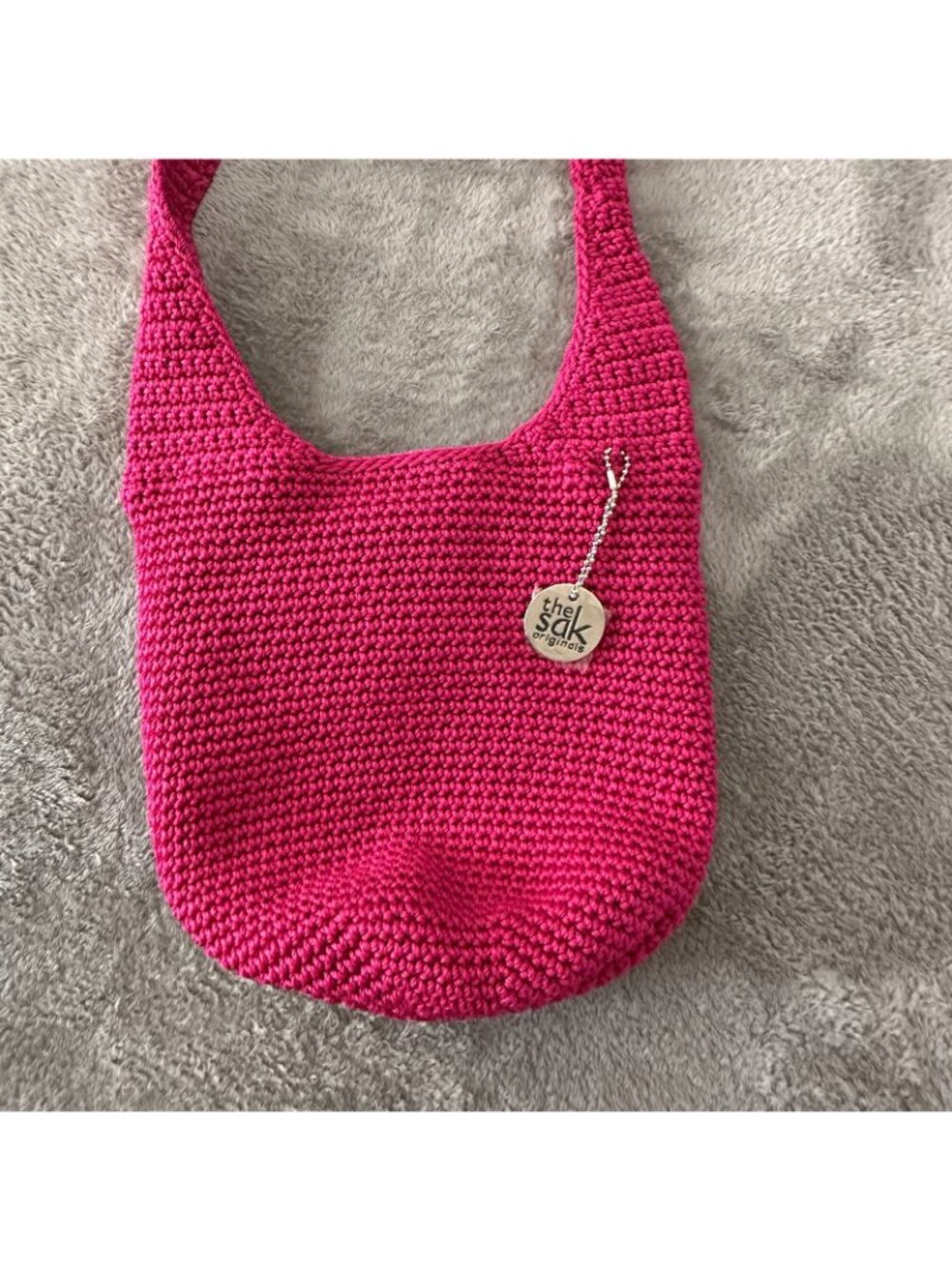 The Sak Hot Pink Knit Crochet Shoulder Bag Purse Handbag - Picture 3 of 7